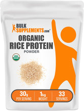 BulkSupplements Organic Rice Protein Powder tub for vegan daily nutrition.