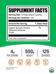 BulkSupplements Organic Spinach Powder dispensing scene highlights convenient daily use.
