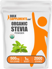 Bulksupplements Organic Stevia Powder in a jar for zero-calorie sweetness