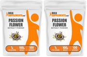 BulkSupplements passion flower extract powder bottle showing gluten-free herbal supplement