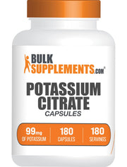 BulkSupplements Potassium Citrate Capsules bottle for daily mineral support.