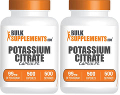 BulkSupplements Potassium Citrate capsules bottle demonstrates easy daily support for balanced electrolytes.