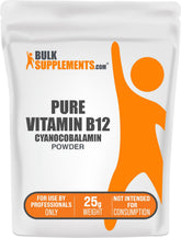 BulkSupplements Vitamin B12 powder cyanocobalamin close-up showing purity and texture