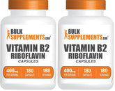 BulkSupplements Riboflavin capsules bottle front view highlighting gluten-free Vitamin B2 for daily wellness