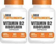 BulkSupplements Riboflavin capsules bottle front view highlighting gluten-free Vitamin B2 for daily wellness