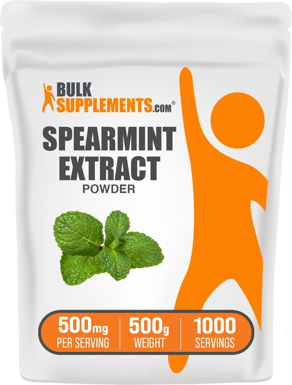BulkSupplements Spearmint Extract powder bottle showing label for easy daily use