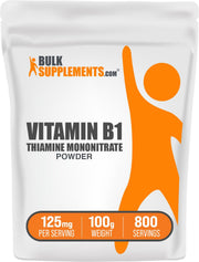 BulkSupplements Thiamine Mononitrate Powder bottle for daily wellness and easy dosing.