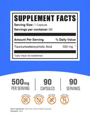 BulkSupplements TUDCA bottle front highlighting gluten-free formulation and quality.