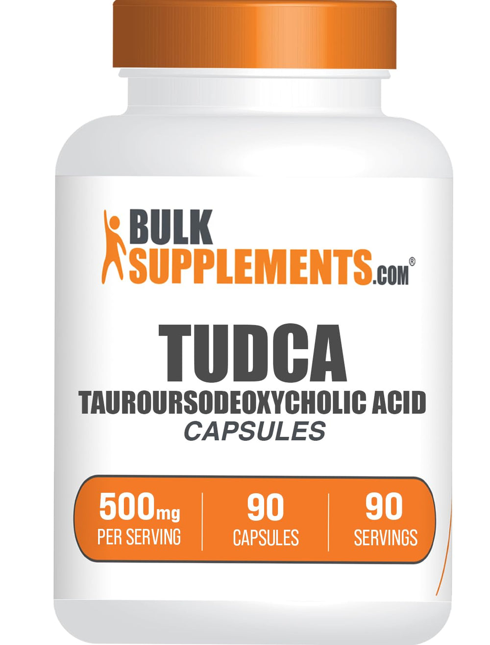 BulkSupplements TUDCA capsules label with 500mg per serving for daily use.