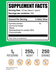 BulkSupplements Turmeric Extract Powder scoop highlighting easy measurement for routine