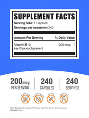 BulkSupplements Vitamin B12 capsules closeup of the smooth, easy-to-swallow form