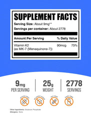 BulkSupplements Vitamin K2 MK-7 powder scoop showing accurate dosage.