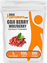 BulkSupplements Wolfberry Extract Powder jar showing vegan, gluten-free nutrition in a store-ready container.