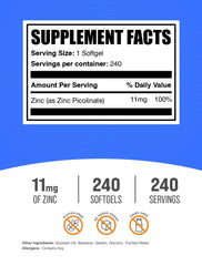 BulkSupplements Zinc Picolinate softgel close-up highlighting capsule