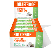 Bulletproof coconut chocolate protein crisp bars pack, a convenient high-protein snack for active days