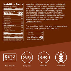 Close-up of Bulletproof cookie dough bar with chocolate chips for flavor