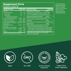 Bulletproof Greens ingredient panel emphasizes 35 ingredients and nootropics.