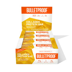 Bulletproof Lemon Cookie Bars box front presents a keto-friendly snack for on-the-go.