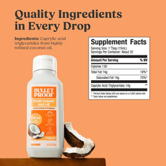 Bulletproof Octane oil poured into coffee for a clean energy boost.