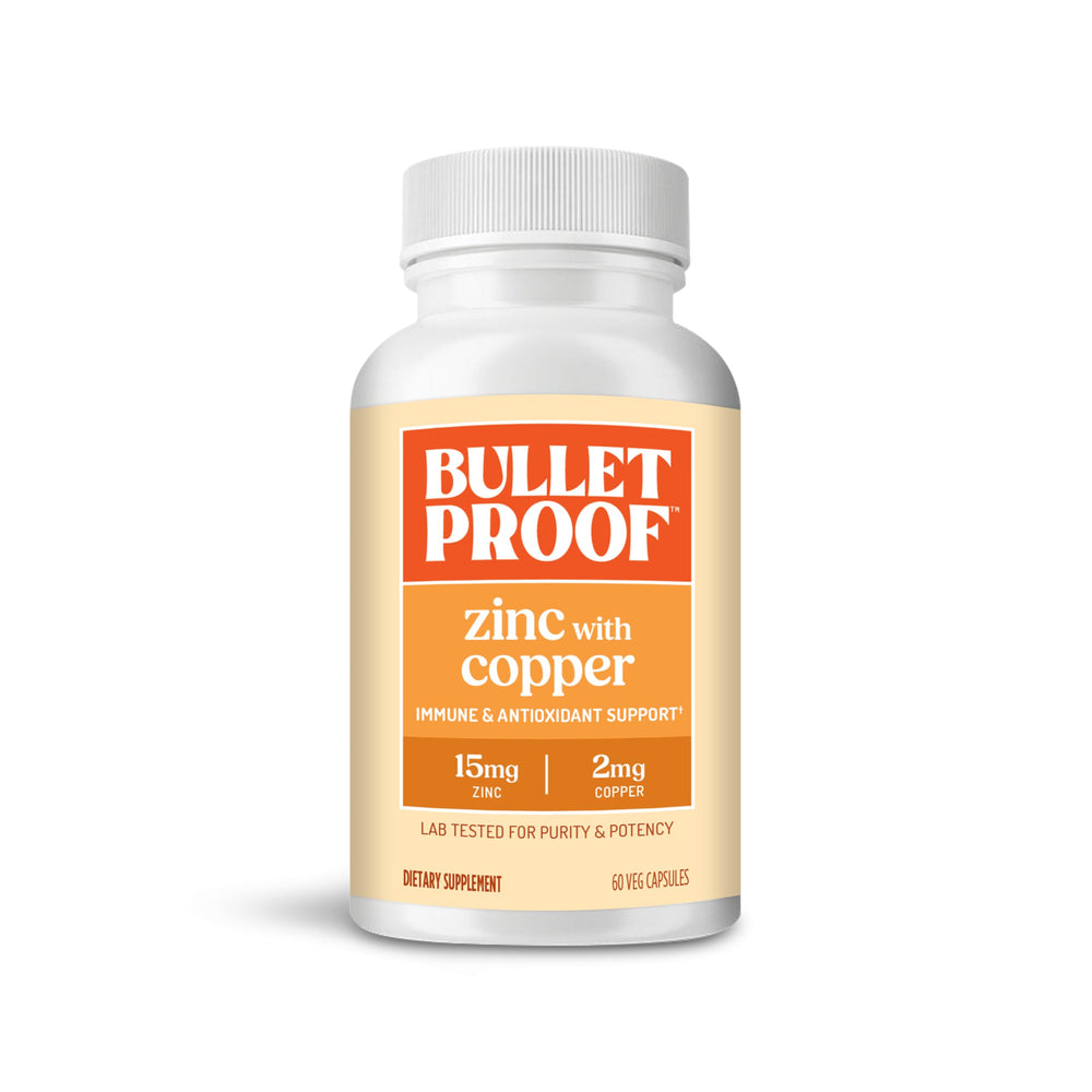 Bulletproof Zinc with Copper bottle front view for daily wellness routine