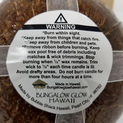Bungalow Glow Pikake Lei candle shows floral-coconut scent ideal for relaxation