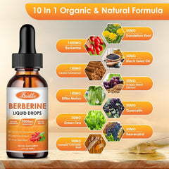 Bunkka Berberine Drops pour demonstrates precise dropper dosing for flexible use