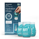 Buoy Electrolyte Drops bottle close-up highlighting sugar-free hydration