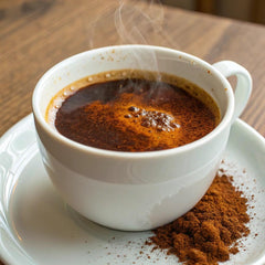 Buporai Mushroom Coffee ingredients layout with cordyceps and lion’s mane for vitality