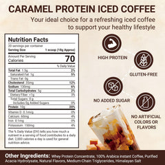 Buporai Protein Coffee Powder pour shot showing caramel texture and energy