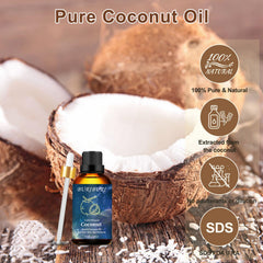 BURIBURI Coconut Essential Oil cap close-up highlighting purity and packaging