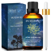BURIBURI jojoba oil in amber bottle for premium hair and skin care