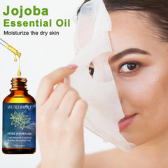 BURIBURI jojoba oil label shows 100% pure formulation