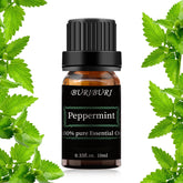 BURIBURI Peppermint Oil 10ml bottle provides pure aroma for diffusers.