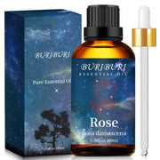 BURIBURI Rose Essential Oil bottle in amber glass for pure aroma diffusion