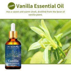 BURIBURI vanilla oil being poured for easy use in diffusers and candles