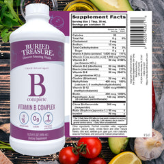 Buried Treasure B Complete label closeup highlights methylated B12 and B9 in use