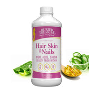 Buried Treasure Hair Skin Nails bottle pour shows premium liquid formula for vitality