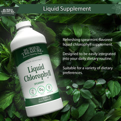 Buried Treasure Liquid Chlorophyll label closeup highlighting vegan and non-GMO claims