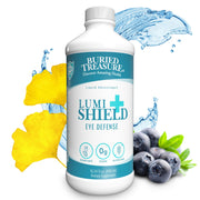 Buried Treasure LumiShield Plus peppermint bottle for daily eye health support with refreshing taste