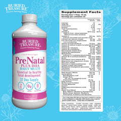 Buried Treasure Prenatal Plus DHA liquid dispensing for easy swallowing