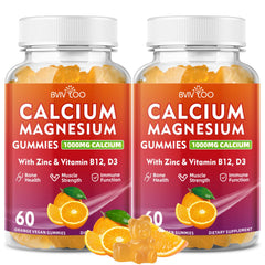 BVIVLOO Calcium Gummies orange bottle supports bone health with D3 and K2.