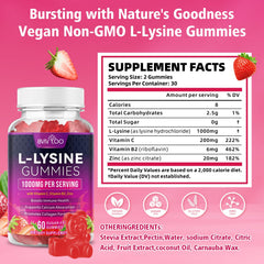 BVIVLOO L-Lysine Gummies closeup shows berry flavor and chewy texture.