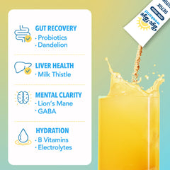 Bye-Bye Weekend detox lemonade packet open shows convenient on-the-go preparation.