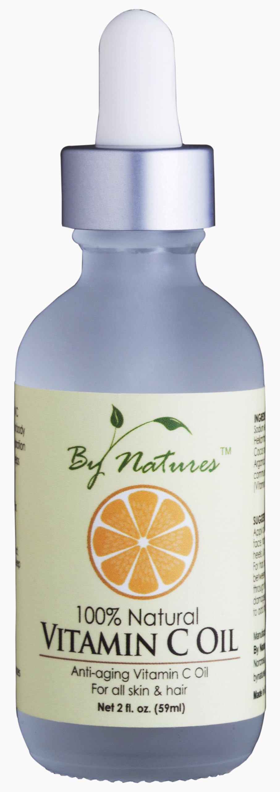 By Natures Vitamin C Oil bottle supports radiant skin and versatile hair care.