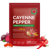 Cacukn Cayenne Pepper Capsules bottle with 240 softgels for daily circulation support.
