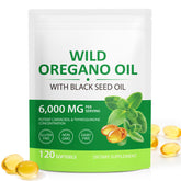 Cacukn oregano oil bottle on wood surface for immune support.