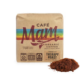 Cafe Mam Therapy Enema Coffee packaging highlights fresh, order-to-roast quality for reliable home use.