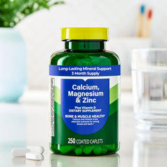 Calcium Magnesium Zinc Plus Vitamin D3 caplets supporting active muscle function during workouts.