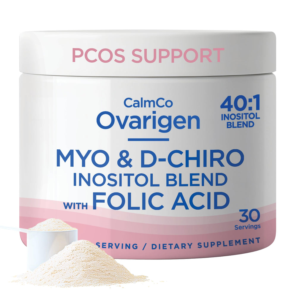 CalmCo Ovarigen bottle front showing clean-label design for hormone balance.