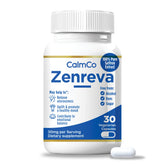 CalmCo Zenreva bottle front highlights saffron capsules for mood support.